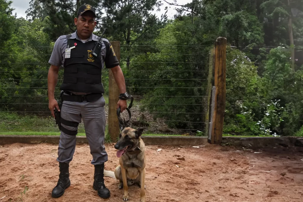 Ilustração de um profissional vigilante fazendo a segurança em empresas