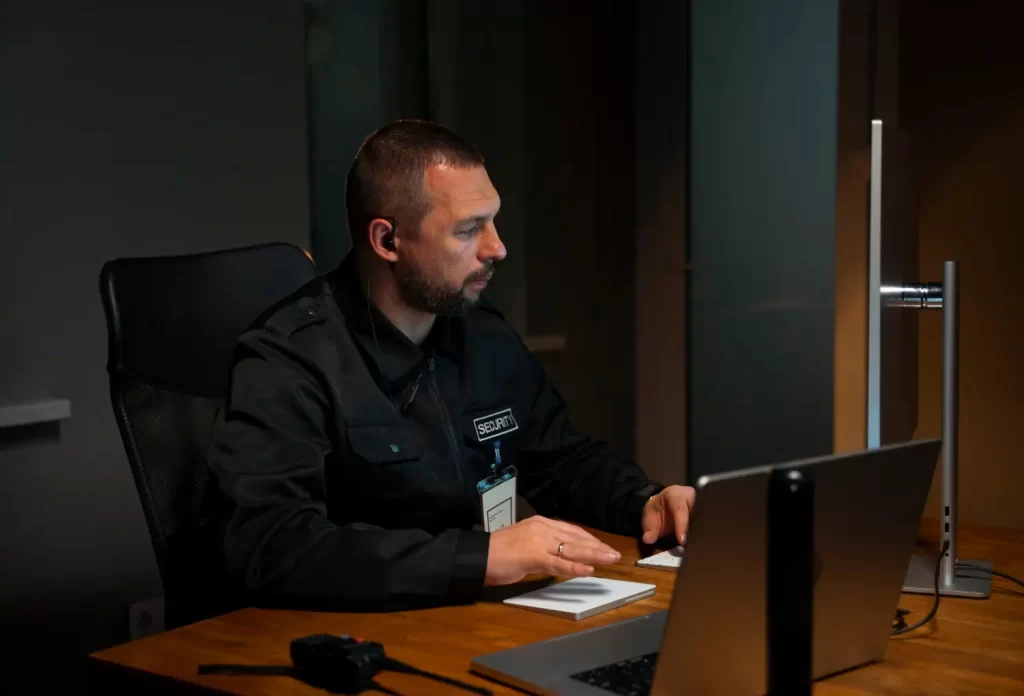 Homem realizando treinamento de segurança em um computador