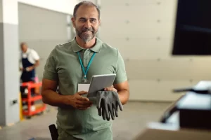 Inspetor de facilities fazendo checagem de operações